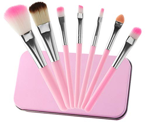 MWOOT 7 Pezzi Set Pennelli Make Up,Ragazze Pennelli da trucco Makeup Brush per Ombretto, Correttore, Sopracciglia, Labbra, Fondotinta in Polvere