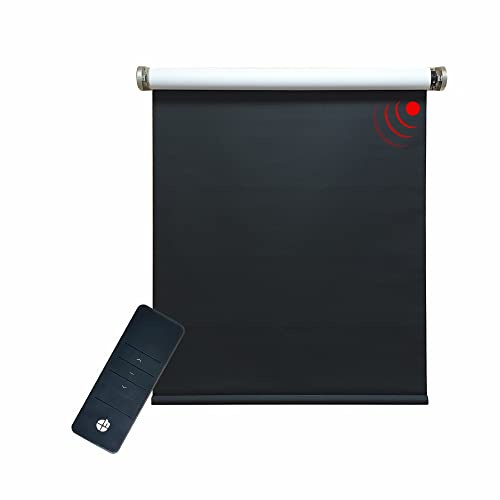 Elektrisches Verdunklungsrollo, schwarz/weiß, 100% Blickdicht, inkl. Motor (230 V) & Sender, 120x240 cm (1 ST)