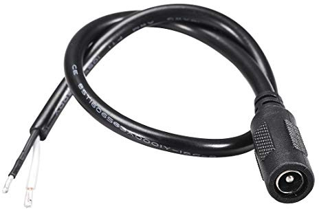sourcing map DC Power 5.5mm x 2.1mm 10A 18AWG 30cm Length Barrel Female Plug Connector Pigtail 2pcs