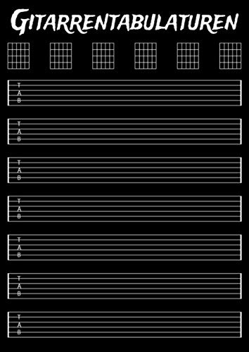 Gitarrentabulaturen: Notenheft für Gitarre, Din A4 (21 cm x 29,7 cm), 110 Seiten
