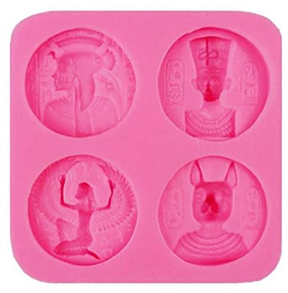 TOSSPER 4 Trous Egypte Sphinx Pharaon Gâteau en Silicone Moule Gâteau Outils De Décoration Biscuits Au Chocolat Moules Fondant Cuisson Pan