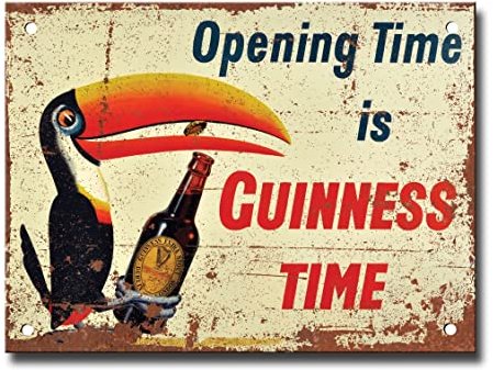 Panneau de bar en métal – Fixations incluses – Accessoires de bar pour la maison, le pub ou le jardin extérieur – Plaque murale pour bar avec inscription « Guinness »