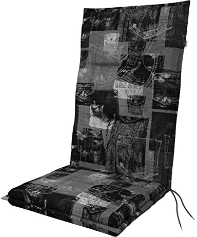 Doppler Auflage für Hochlehner Spot Muster schwarz I Gartenstuhl-Polster 118x48x5cm aus Baumwolle & Polyester I Sitzauflage weich & bequem I Sitzkissen zum Festbinden an Gartenstuhl