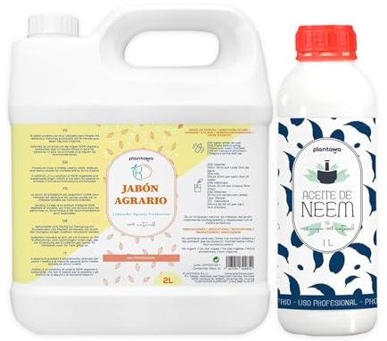 PLANTAWA Pack Ahorro Jabón Potásico 2L + Aceite de Neem 1L | Solución Multiusos | Fácil Aplicación y Máxima Eficacia | Versátil | Uso en Interior y Exterior | Productos de origen natural
