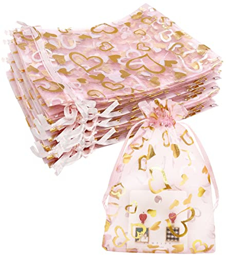 Jexila Organza-Beutel mit Kordelzug, 12,7 x 17,8 cm, Rosa, 100 Stück