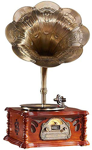 DISHENGZHEN Retro Gramophone, Turntable Belt-Drive Record Player, Three-speed Vinyl Record Player, Equipped with Stereo Speakers, Bluetooth Function, FM Radio, Can Be Operated By Remote Control