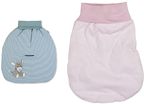 Sterntaler Wattiertes Strampelnest Esel Emmi, Alter: Für Babys ab der Geburt, 48 x 42 cm, Hellblau/Mehrfarbig & Schnizler Unisex Baby Strampelsack Ringel 800712, 14 - Rosa, Einheitsgröße