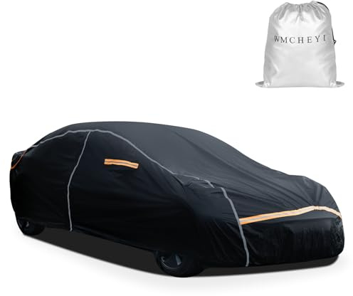 WMCHEYI Car Cover Waterproof All Weather,6 Layers Car Covers for Automobiles, Full Exterior Cover with Zipper, Outdoor Car Cover Sun UV Rain Snow Wind Protection, Fit for 185(185*70*59 inch)Sedan