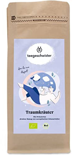 teegeschwister | Traumkräuter | Bio Gute Nacht Tee | Mit Melisse Hopfen und Lavendel | fairer Direkthandel mit kleinen Kräuterhöfen | 220g