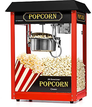 Forgast Popcornmaskin Popions från popcorn på 1-2 minuter | 220 ml sked och 500 ml distributör ingår | Interiörbelysning Uppvärmd bakgrund Rostfritt stålpanna | 1,44 kW