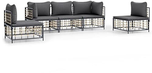 Tidyard 5-TLG. Gartenlounge, Balkonlounge, Gartensofa, Terrassensofa, Loungesofa Outdoor, Loungemöbel Garten Rattan, Gartenmöbel Set Rattan Wetterfest