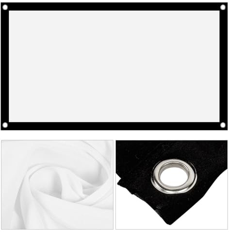 Dioche Wall Projector Screen, 16:9 Small Projector Screen, Thicken Portable Non Crease Soft White Polyester Projector Curtain Projection Screen(40inch)