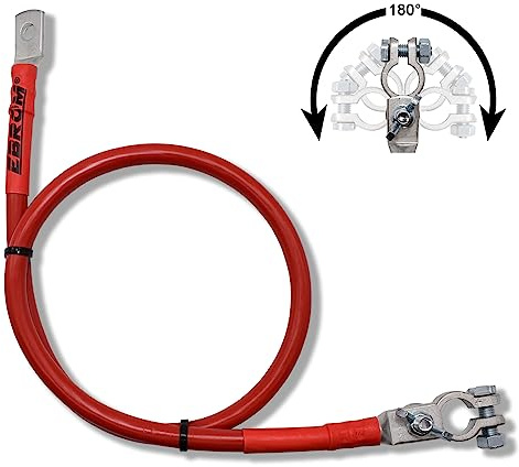 EBROM Batteriekabel Pluskabel 16 mm² rot komplett + Flügelmutter Polklemme, variabel einstellbar, Länge ab 30cm bis 10m + Ringöse Kabelschuh M6 M8 M10 M12 - Ihre Auswahl: 16mm2-30 cm Kabelschuh M8