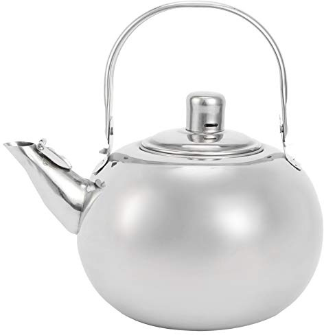 Hervidor De Té De Acero Inoxidable 304 Pequeña Tetera Para Estufa Con Filtro Y Fondo Plano Para Cocina De Inducción y Gas (Plata 16CM)
