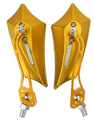LAGNY Seitenrückspiegel Für Mountainbike Elektrofahrrad Moped Scooter Spiegel Fahrradrückspiegel Mit 10mm Adapter 7/8 Lenkerseitenspiegel Lenkerendenspiegel (Color : Golden)