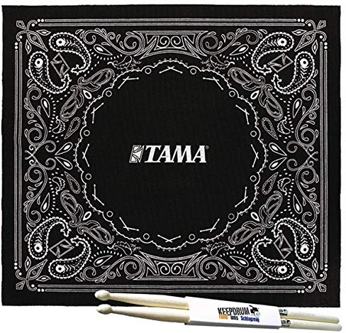 Tama TDRPA Schlagzeug Teppich Drum Rug Paisley Schwarz 180x200cm + keepdrum Drumsticks