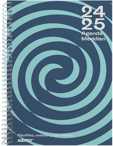 ADDITIO Sekundärkalender, 12 bis 16 Jahre, Schülerkalender 2024-25, Wochenansicht, September 2024 bis Juni 2025, 15 x 21 cm, Spanisch, Türkis/Blau, Koralle/Blau, Pastellgrün/Blau