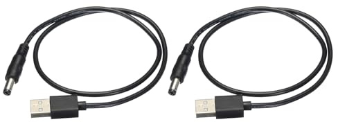 sourcing map USB to DC Power Cable 0.5 M USB to DC 5.5mm x 2.1mm 5v Power Cord Black for Mini Fan Camera Mobile Phone Tablet Devices 2 Pcs
