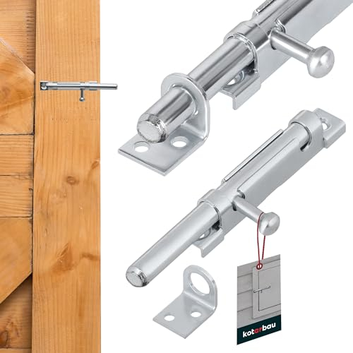 KOTARBAU® Bolzenriegel Schieberiegel klein 100 mm Weiß verzinkt ⌀ 0.9 cm Türriegel innen & außen Gartentor Verriegelung Tür Schieberiegel Grendelriegel Riegel