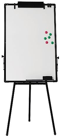 Lavagna magnetica con cavalletto per ufficio, con portapenne e treppiede, regolabile in altezza, 60 x 90 cm