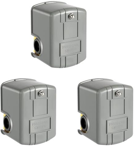 Pyugxab 3X Druckschalter für Brunnenpumpe, 40-60 Psi Wasserdruckschalter, Einstellbares Differential, 1/4 NPT-Wasserdruck