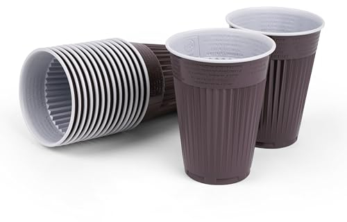 Inoverse 500 Stück Automatenbecher, 180 ml Braun-Weiß Thermobecher, Heißgetränkebecher, Plastik Kaffeebecher, Automatengängig, Einweg Thermo Becher, Trinkbecher