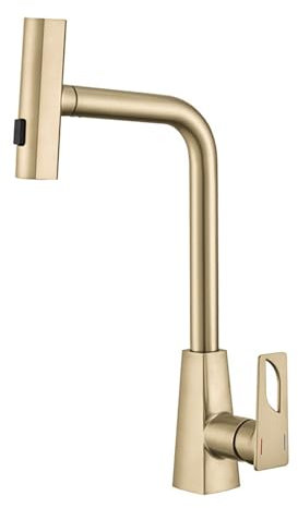 XJTNLB Rubinetto a Cascata per Cucina Miscelatore Cucina con Doccetta Estraibile Rotante Rubinetteria Cucina con 4 Modelli,Oro Spazzolato