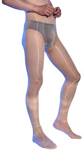 BESYFAY Herren 8 Den Sexy Öl Glänzend Transparente Nylon Strumpfhosen Shining Hochelastische Seidenstrümpfe