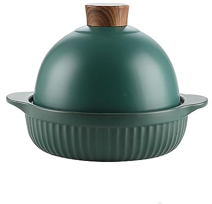 LVYUDS 1,2 Quart Tajine Topf Marokko Kegelförmig Deckel, Keramik Mikro Druck Kocher Geeignet für Schmoren Huhn, Suppe und Reis, Tajines Gas Kompatibel(Color:GrüN)
