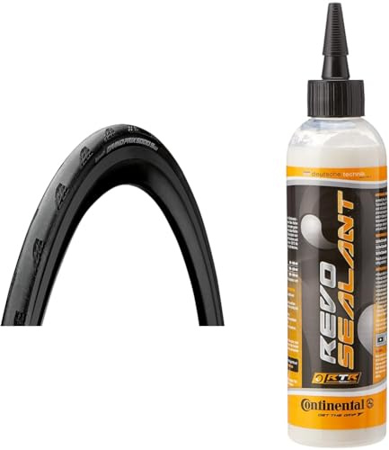 Continental Reifen Deutschland Unisex – Erwachsene Grand Prix 5000 S Reifen, schwarz/schwarz, 28 700x32C 32-622 & Reparaturmaterial Revolution Sealant Dichtmilch 240 Ml, Weiß