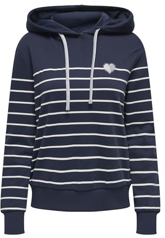 Onladelle L/S randig huva Swt, marinblå blazer, M