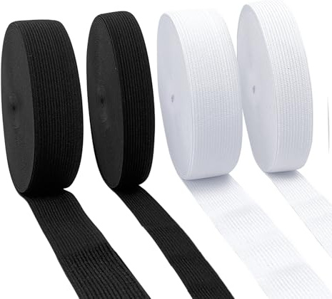 Cinta elástica de 40 metros de costura, 20 mm y 30 mm, ancho blanco y negro, banda elástica para coser, cinta elástica para pantalones, manualidades, ropa y manualidades