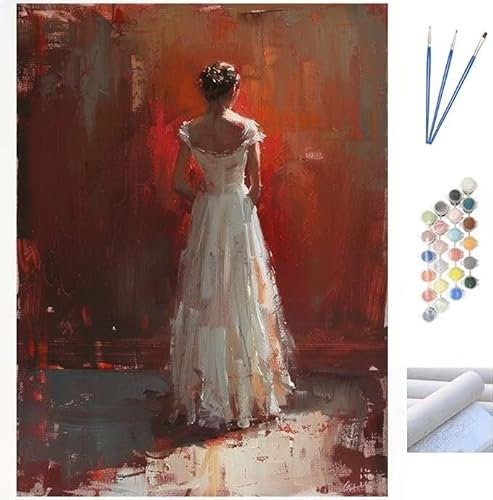 Malen Nach Zahlen Erwachsene Kit, Malen Nach Zahlen Mädchen Anfänger DIY Paint by Numbers mit Pinseln und Acrylfarben, DIY Ölgemälde Leinwand Basteln für Home Wall Deco (Ohne Rahmen) 70x90cm WK-969