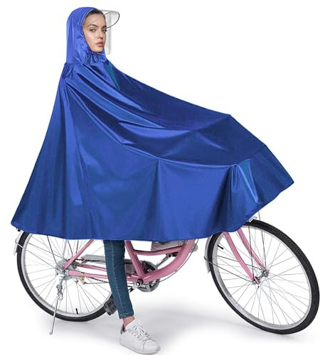 ADERTOS Regenponcho Fahrrad Regencape Wasserdicht Fahrradregenponcho mit Kapuze Reflektierend Radfahren Regenumhang Fahrradponcho Regenmantel für Damen Herren Erwachsene Fahrradfahrer
