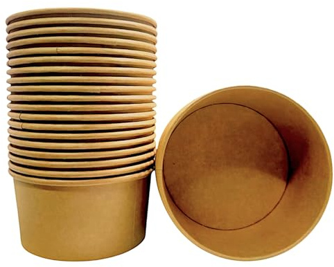 Terryshop74 25 Ciotole in carta per Pokè, insalatiera portavivande in cartoncino carta Kraft 4 misure disponibili (Kraft insalatiera, 750 ml)