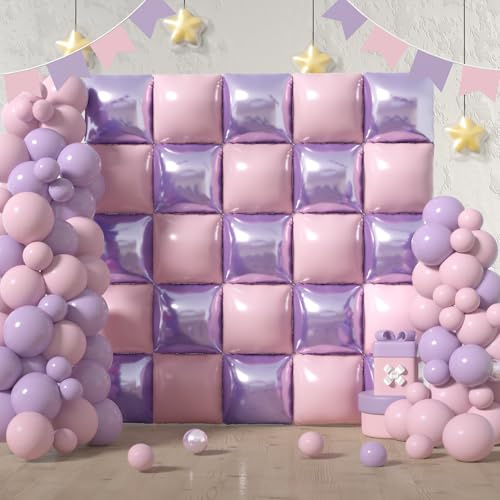 Orgnafey Pink and Purple Balloon Arch Garland Kit Square Foil Balloon Flat Double Sided Mylar Wall Background Tunnel For Birthday Oh Baby Shower Bachelorette Bridal Shower Wedding Party Decorations