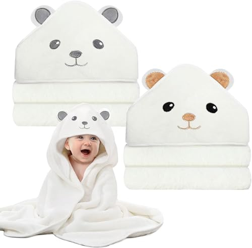 Shengruili 2Pack Baby Handtuch Kapuze,80X80cm Kapuzenhandtuch Baby,Super Saugfähig Kleinkinder Badetücher,Baby Badetuch Set,Badetücher Kapuzenhandtuch,Kuscheliges Babyhandtuch