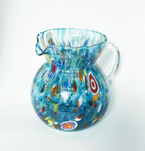 MurArt Brocca in Vetro di Murano 500 ml Collezione MAREA. Alta 15cm.Lavorato a Mano Made in Italy.