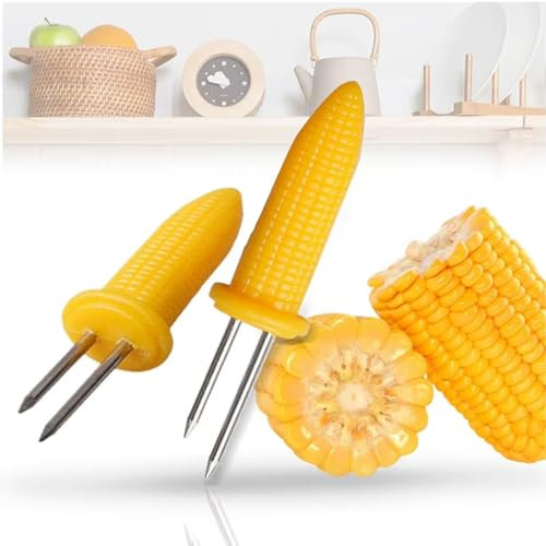 OUDQFCJ 20 pezzi forchette da barbecue in acciaio inox per mais forchette per frutta spiedini riutilizzabili a doppia punta per barbecue picnic casa giardino campeggio