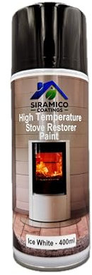 SIRAMICO COATINGS Stove, Chimnea, Smoker & BBQ Spray Paint Restorer | High Temperature Paint Formula up to 1000°C | Black Red or White 400ml (1, Ice White)