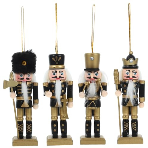 Garneck 4Pièces Casse-Noisette Décoration de Noël Figurine pour Étagère et Bureau Cadeau de Noël Traditionnel