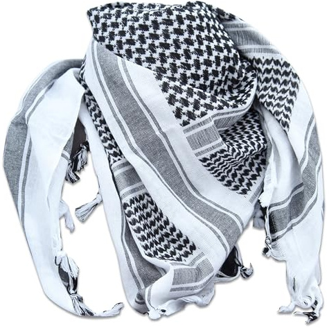 Outdoor World - Bufanda Shemagh del ejército árabe de la OLP Fuerzas Militares SAS Biker Calentador de cuello Keffiyeh Bufanda para cabeza y cuello, turbante árabe del desierto de Oriente Medio con