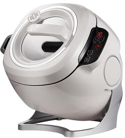 Wok de cocina eléctrico, máquina automática de freír con rotación de 360°, arranque con un solo clic y 3 ajustes de velocidad para freír, guisar y cocinar fácilmente