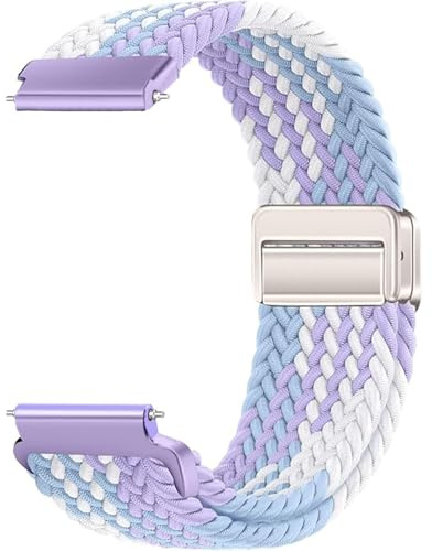 Issinlky 20mm Nylon Braided bracelet Compatible avec Samsung Galaxy Watch 7/6/5/4/FE 40mm 44mm/Garmin Venu Sq/Sq 2/Venu 2 Plus/Vivoactive 3/5/Amazfit GTS/Bip, Bracelet élastique pour Femmes Hommes