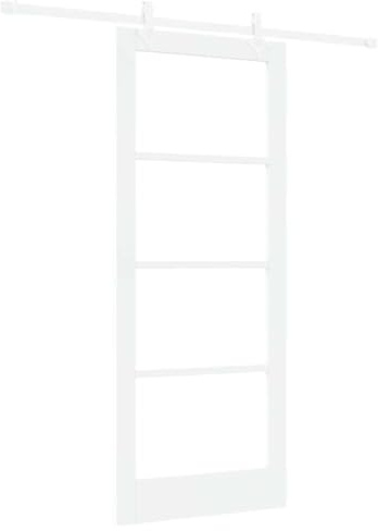 vidaXL Schiebetürsatz Orkdal Weiß Massivholz Kiefer mit kompletter Hardware für Innennutzung 83X202 cm modernes Design Innenpassagen Holzpassage Glaseinsatz schlank