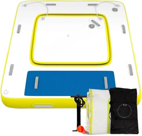 Air Dock Platform 3-in-1 Inflatable Water Deck, Portable Swim Platform with Removable Floating Island Raft, Mesh Lounge Dock
