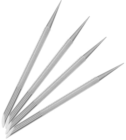 HONITANO Nagelhautschieber Nagelhautentferner 4 Stück aus Edelstahl Präzise mit Doppelseitigem Design und Nagelreiniger für Professionelle Maniküre und Pediküre