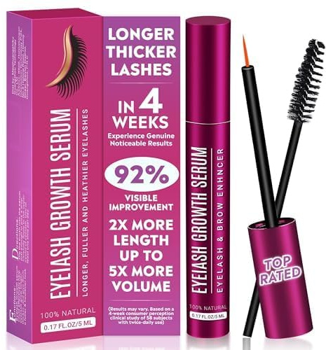 Siero per ciglia senza ormoni, siero per la crescita delle ciglia, siero naturale per ciglia con spazzola per sopracciglia