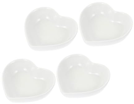 BIUDECO 4 pezzi Ciotole in Ceramica Cuore per Salsa e Condimenti Piccoli Piattini per Aperitivi e Sushi Design Elegante e Compatto per Casa e Ristoranti Riutilizzabile