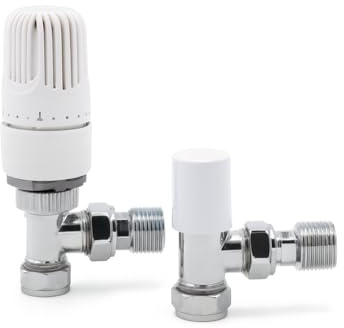 15/10mm Angle Westherm Classic TRV Twin Pack Thermostatic Radiator Valve | 15/10mm Connection | Thermostatic Radiator Valve & Lockshield Set Twin Pack